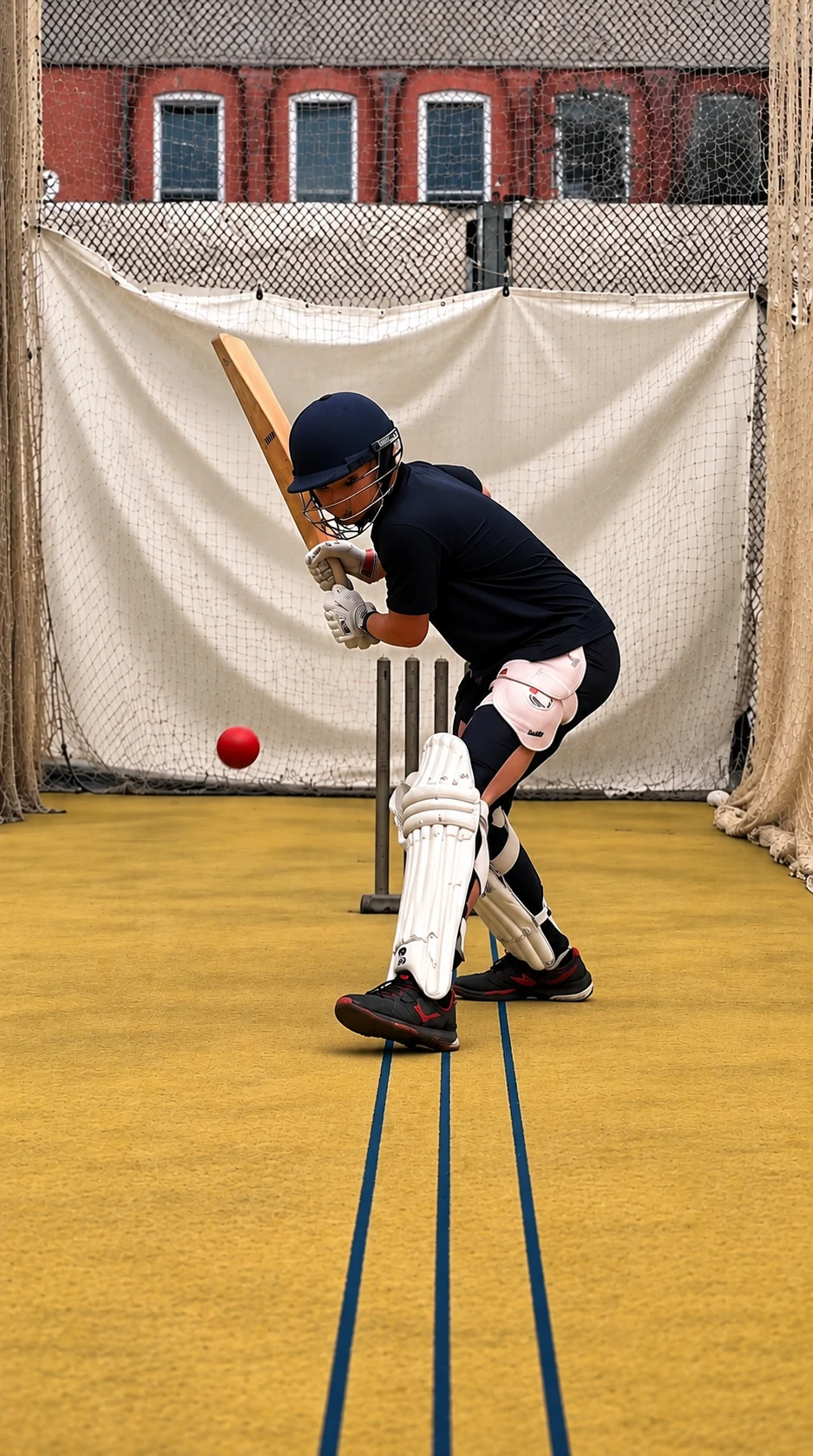Batting practice in the cricket nets